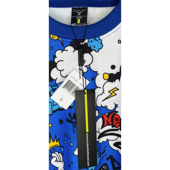 NWT Screenshot Brand Blue Men’s Large Urban Hip Hop Street Fleece Sweatshirt - Picture 5 of 6